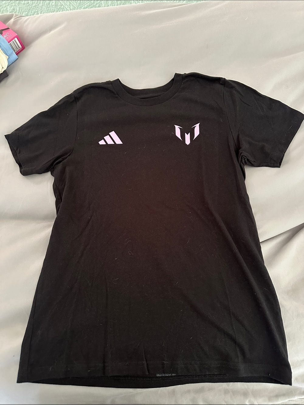 BOys Messi T Short adidas Black T-Shirt with Messi Miami Logo Print